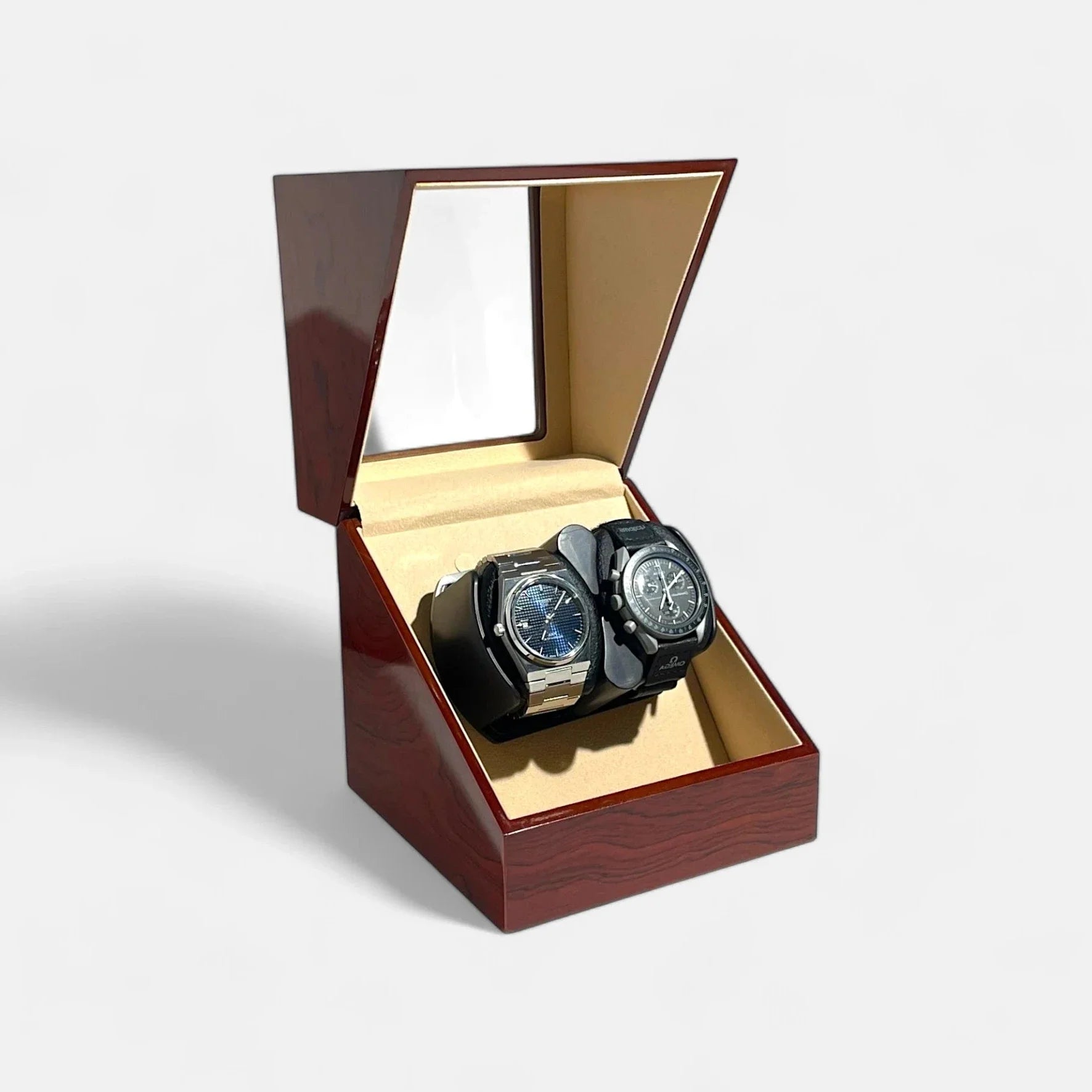 Atlas Watch Winder, Mahogany Colour, Front Side, Open