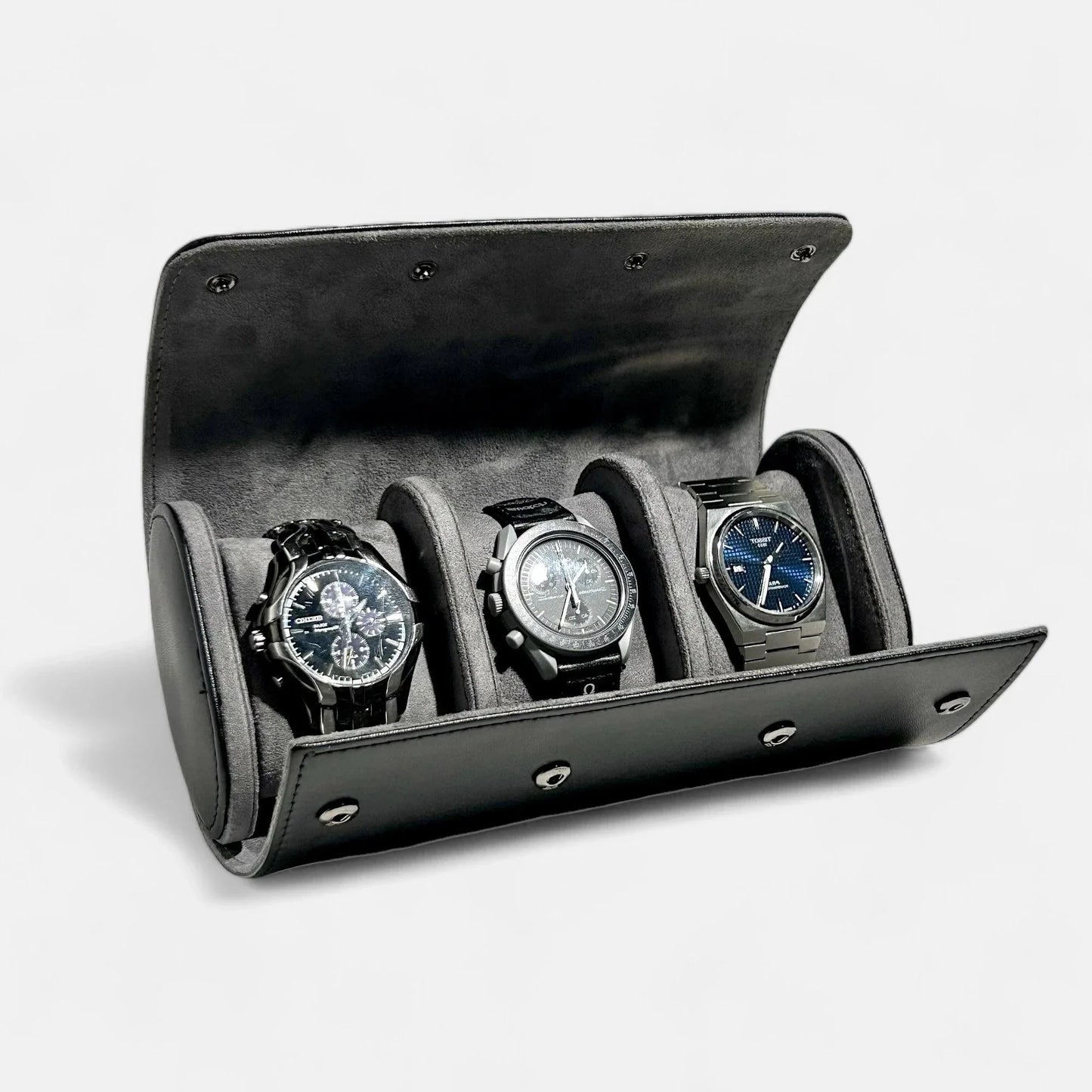 Voyager Watch Case Triple, Black Colour, Front Side