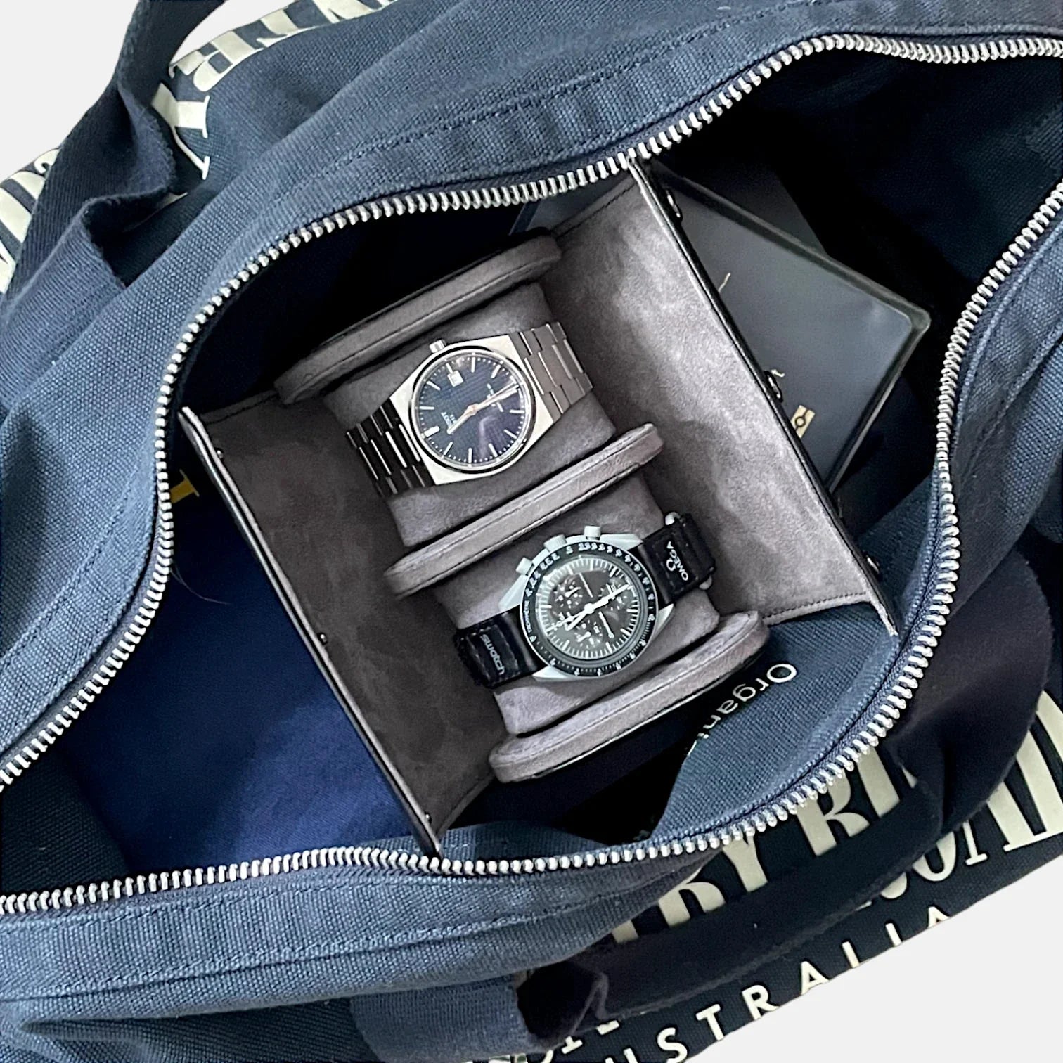 Voyager Watch Case Double, Black Colour, In Travel Bag